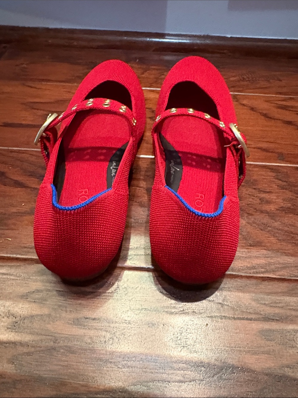 Rothy Red Mary Jane Flats with Eyelet Strap - Picture 4 of 7